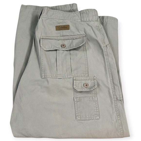 Cabelas 7 Pocket Hiker Cargo Pants Mens Size 40 Khaki Tan 100 Cotton Outdoor - Picture 1 of 16